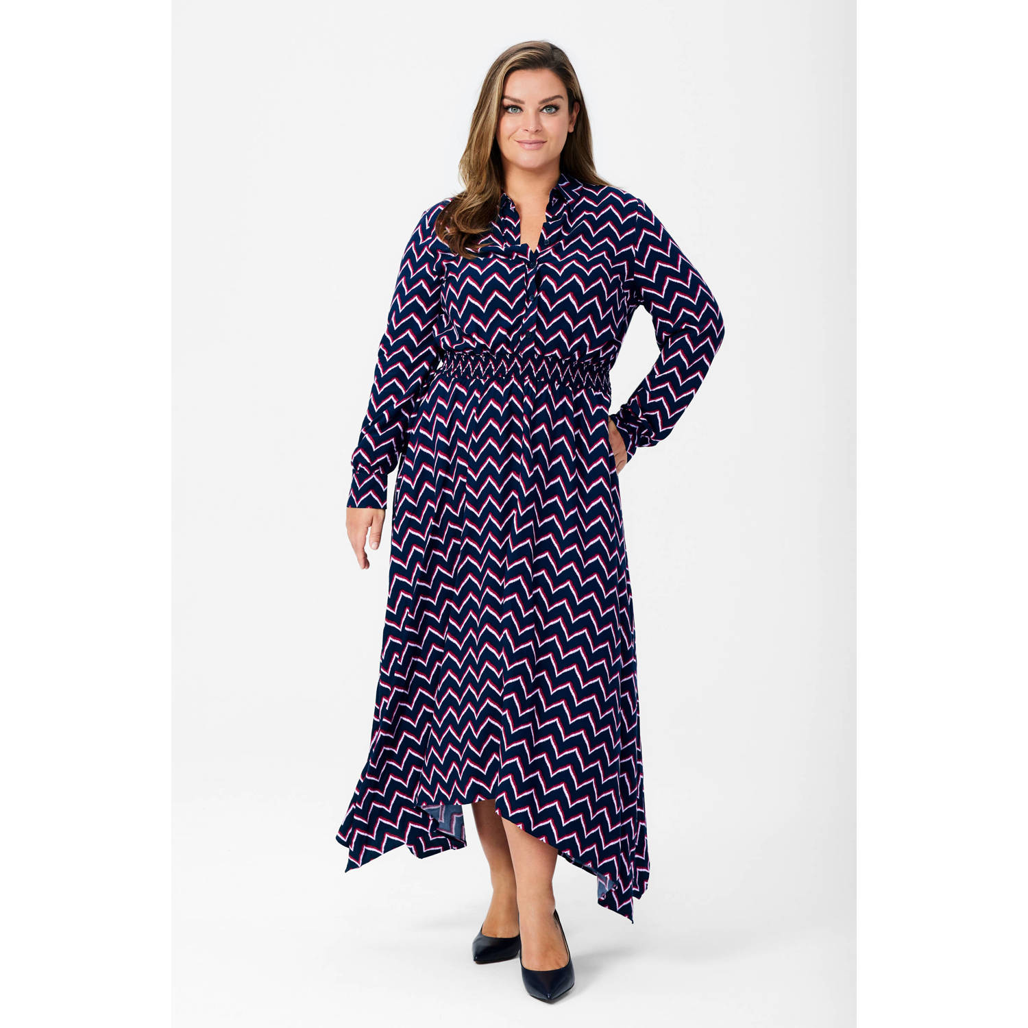 Miljuschka by Wehkamp maxi blousejurk met zigzag print