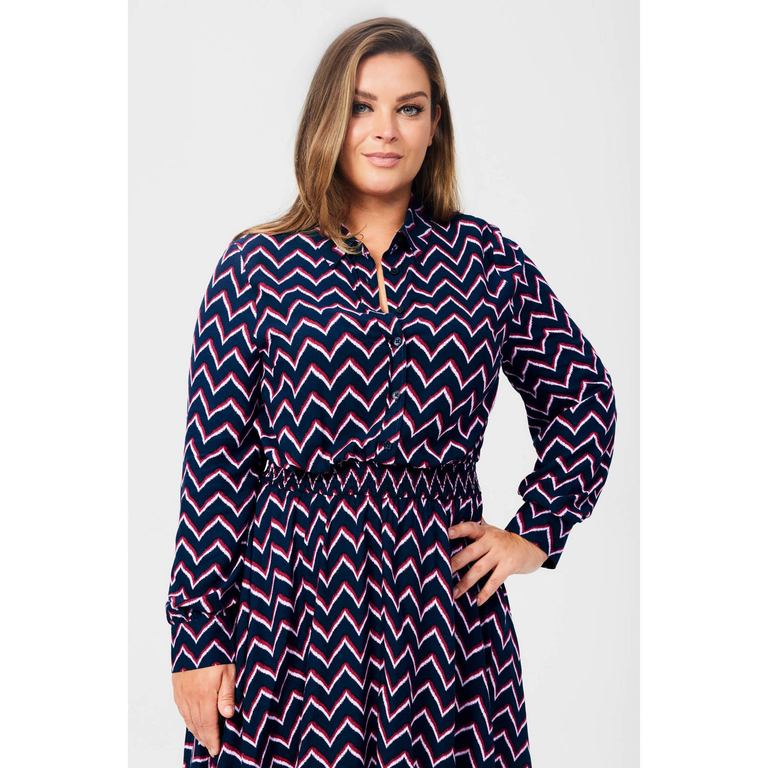 Miljuschka by Wehkamp maxi blousejurk met zigzag print