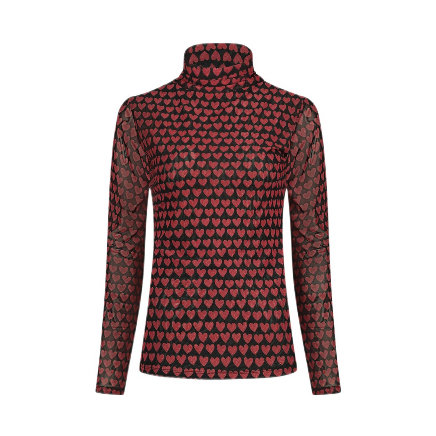 Fabienne Chapot top Jane met hartjes en mesh rood zwart