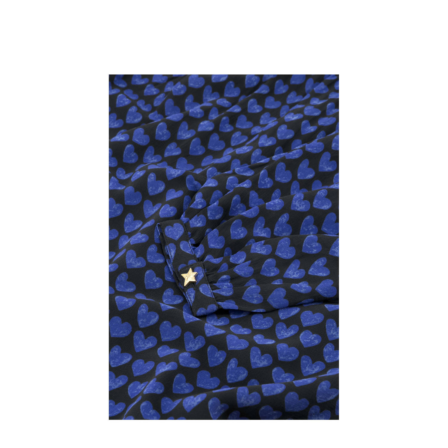 Fabienne Chapot blouse Frida met hartjes blauw zwart