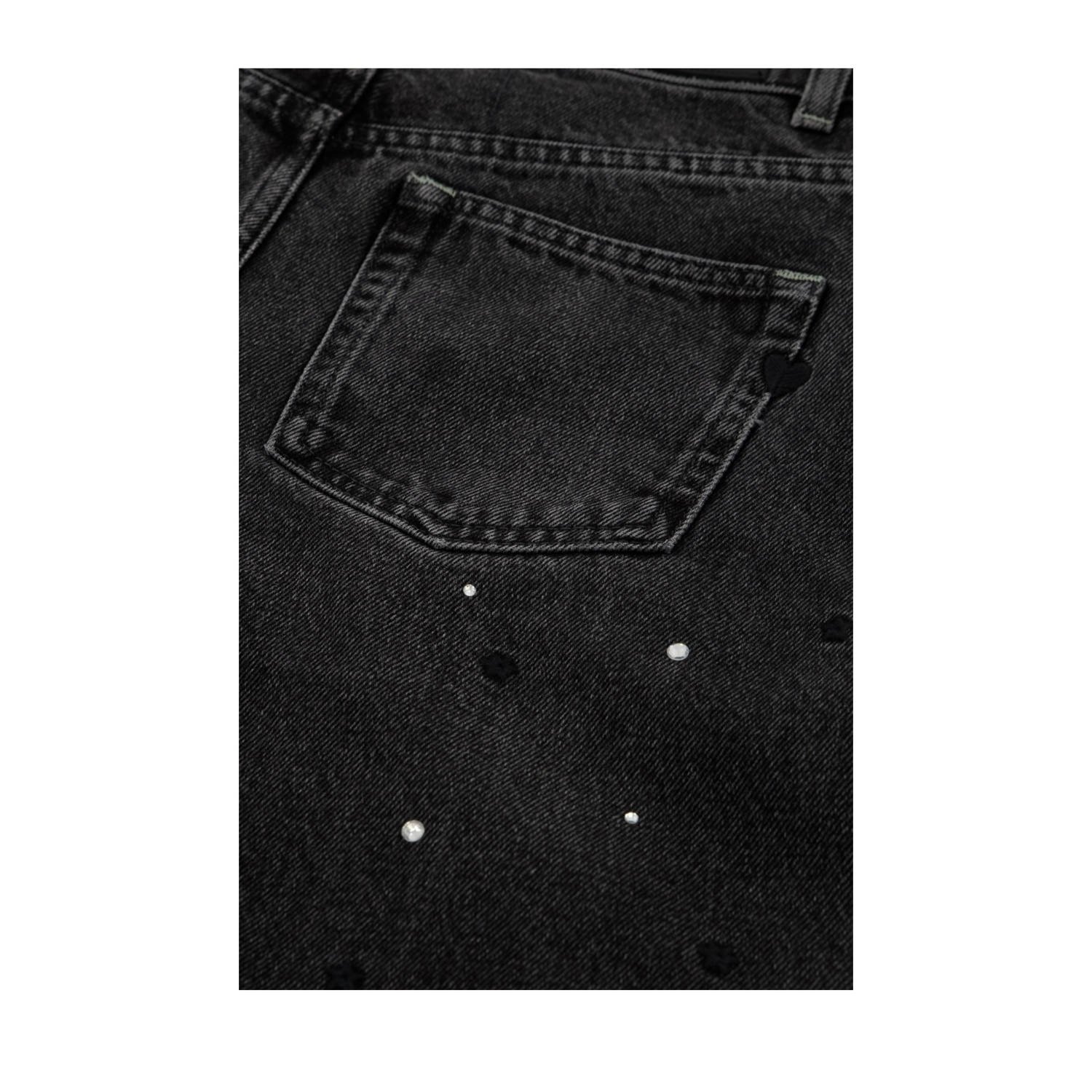 Fabienne Chapot wide leg jeans Bonnie met strass steentjes Black denim