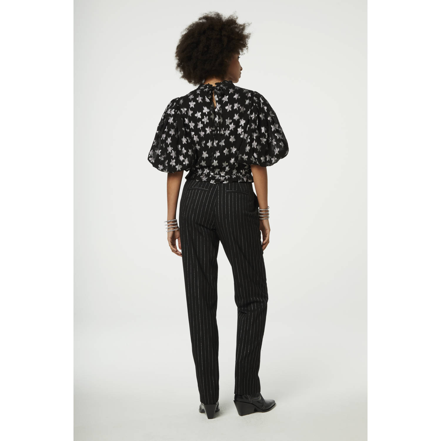 Fabienne Chapot top Dolli met sterren en glitters zwart zilver