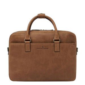 15.6 inch leren laptoptas Carisma cognac