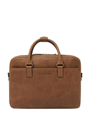 15.6 inch leren laptoptas Carisma cognac