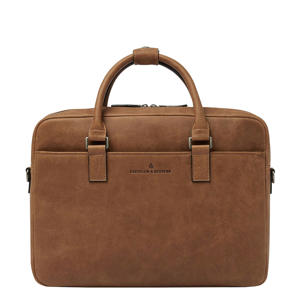  15.6 inch leren laptoptas Carisma cognac