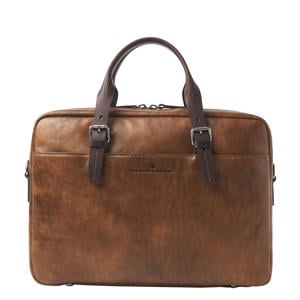 15.6 inch leren laptoptas Rien cognac