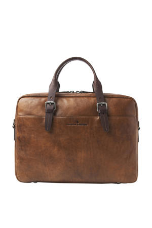 15.6 inch leren laptoptas Rien cognac