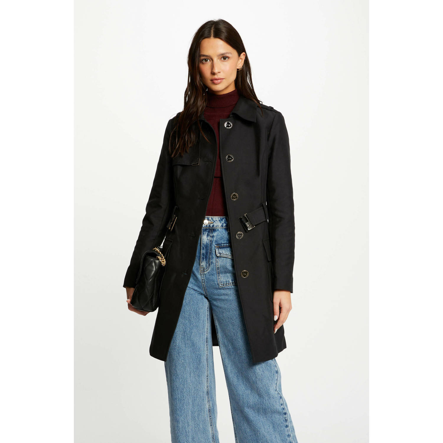 Morgan trenchcoat met ceintuur zwart