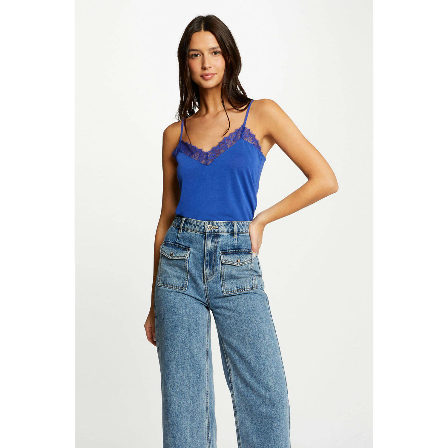 Morgan spaghettitop blauw