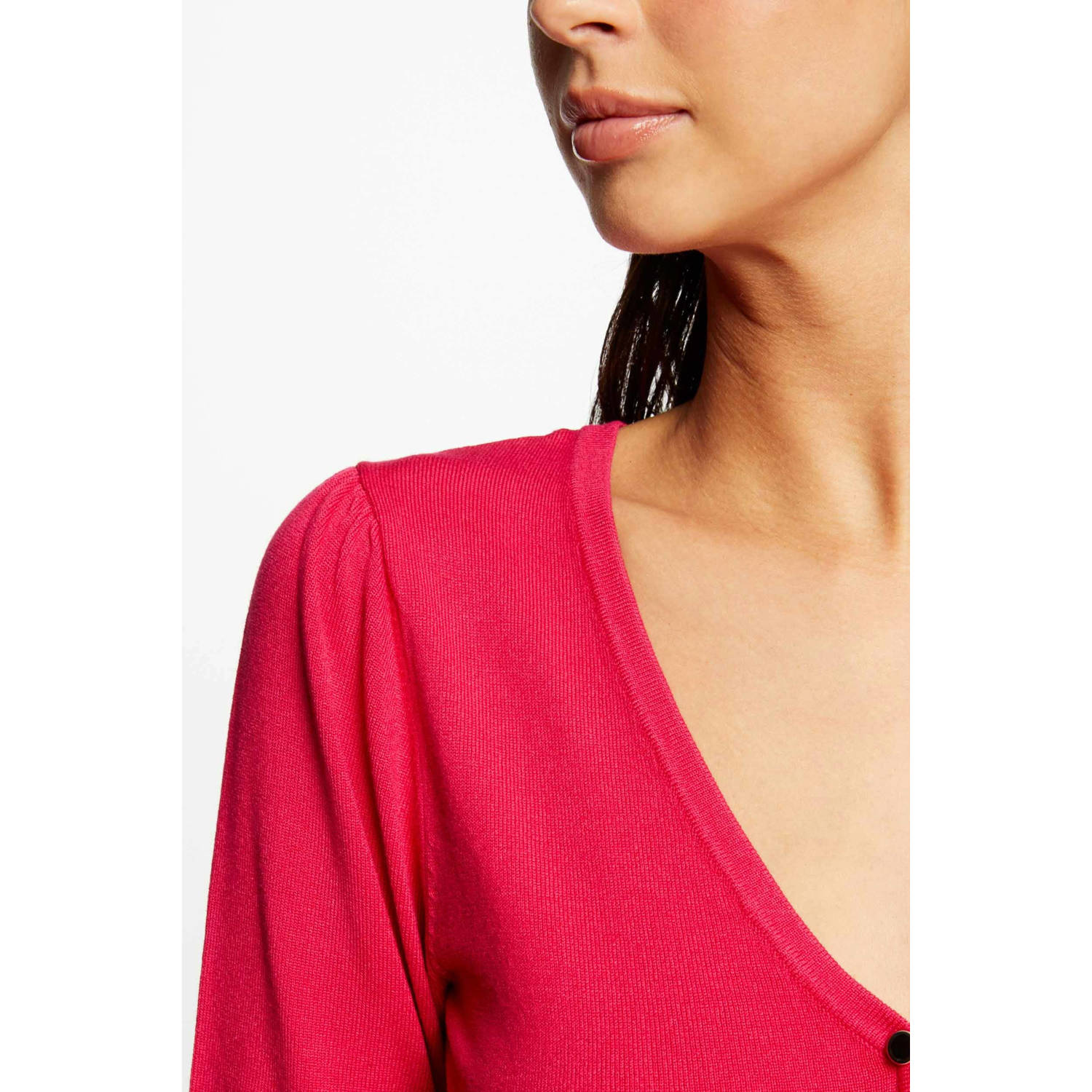 Morgan ribgebreide top roze rood