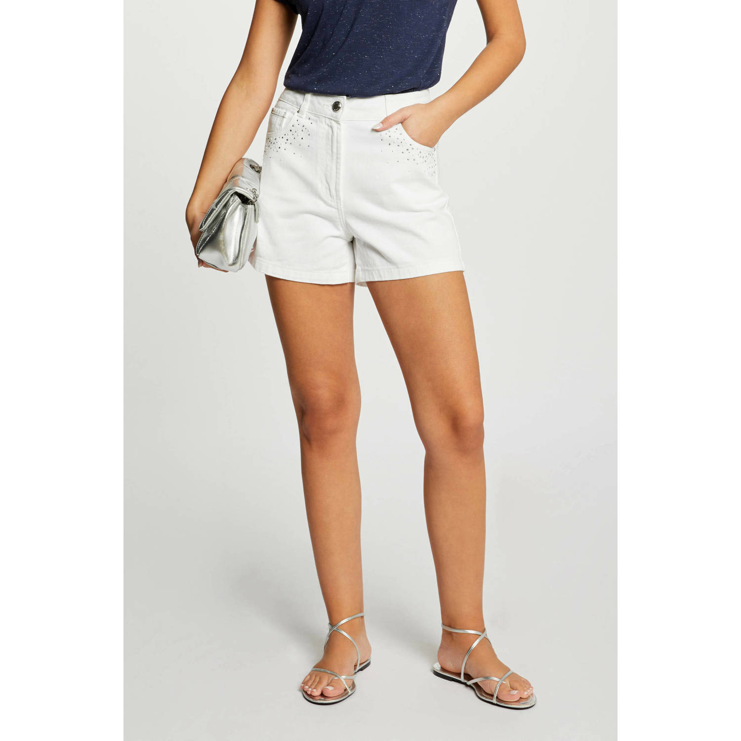 Morgan regular fit denim short ecru