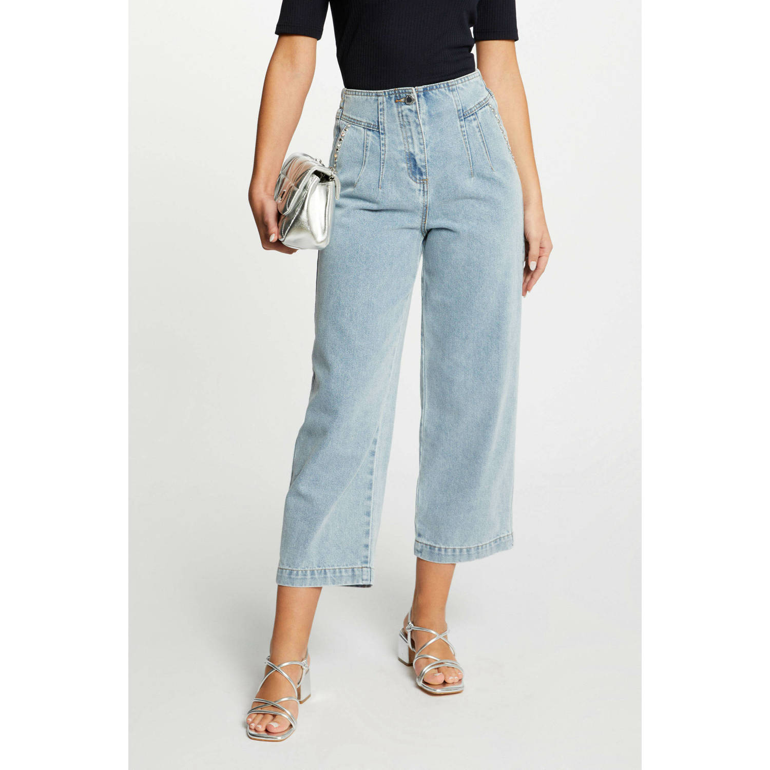 Morgan cropped high waist cropped jeans light blue