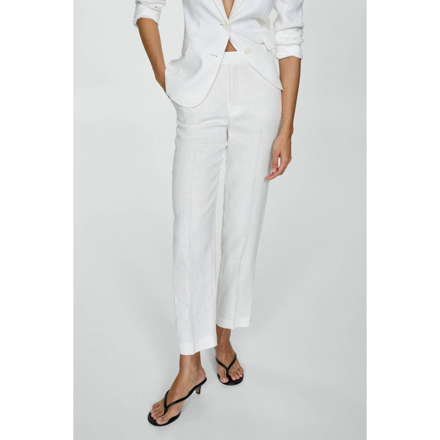 Mango slim fit broek ecru