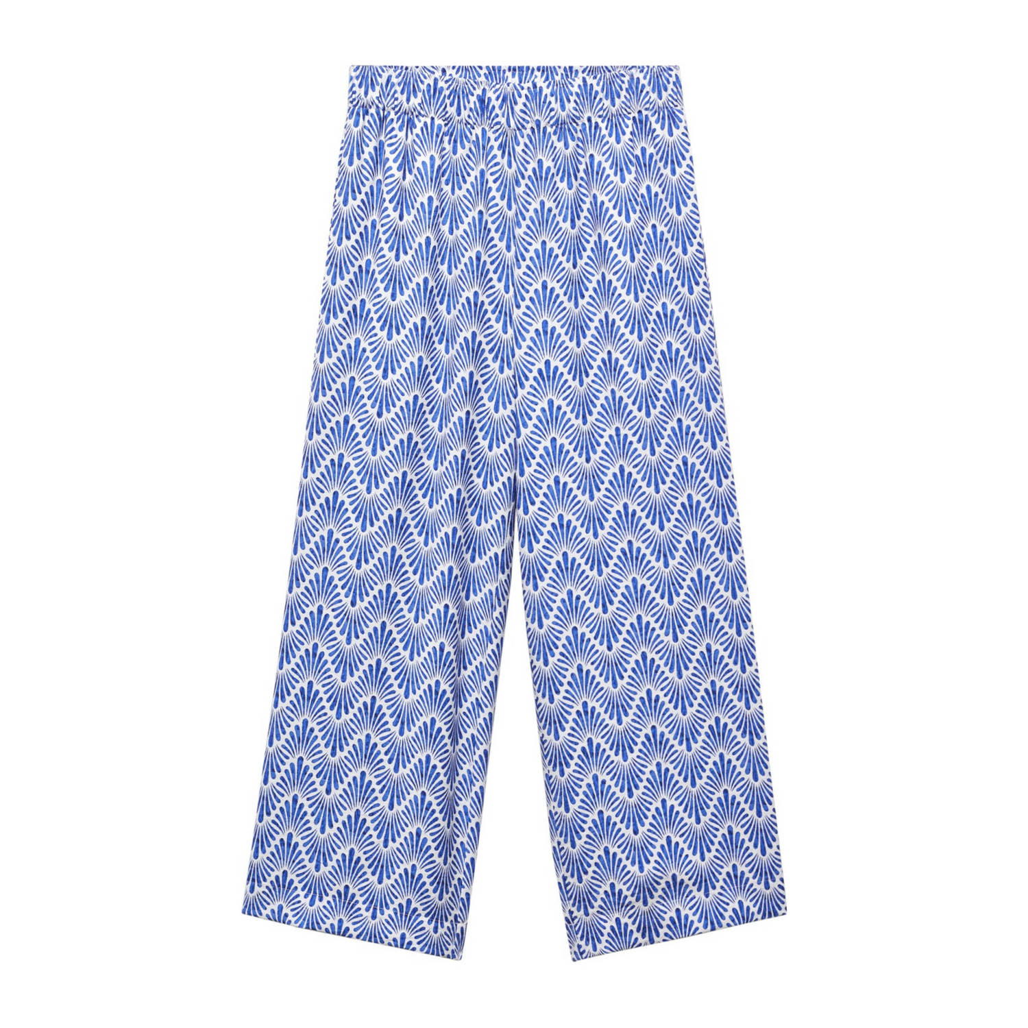 Mango relaxed broek met all over print blauw wit