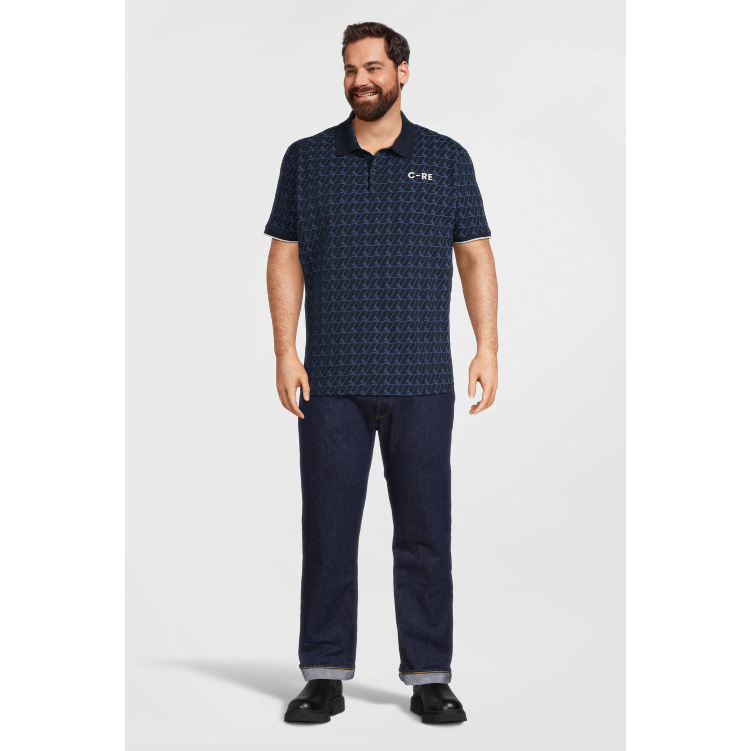 JACK & JONES PLUS SIZE polo JCOSUMMER Plus Size met all over print navy blazer