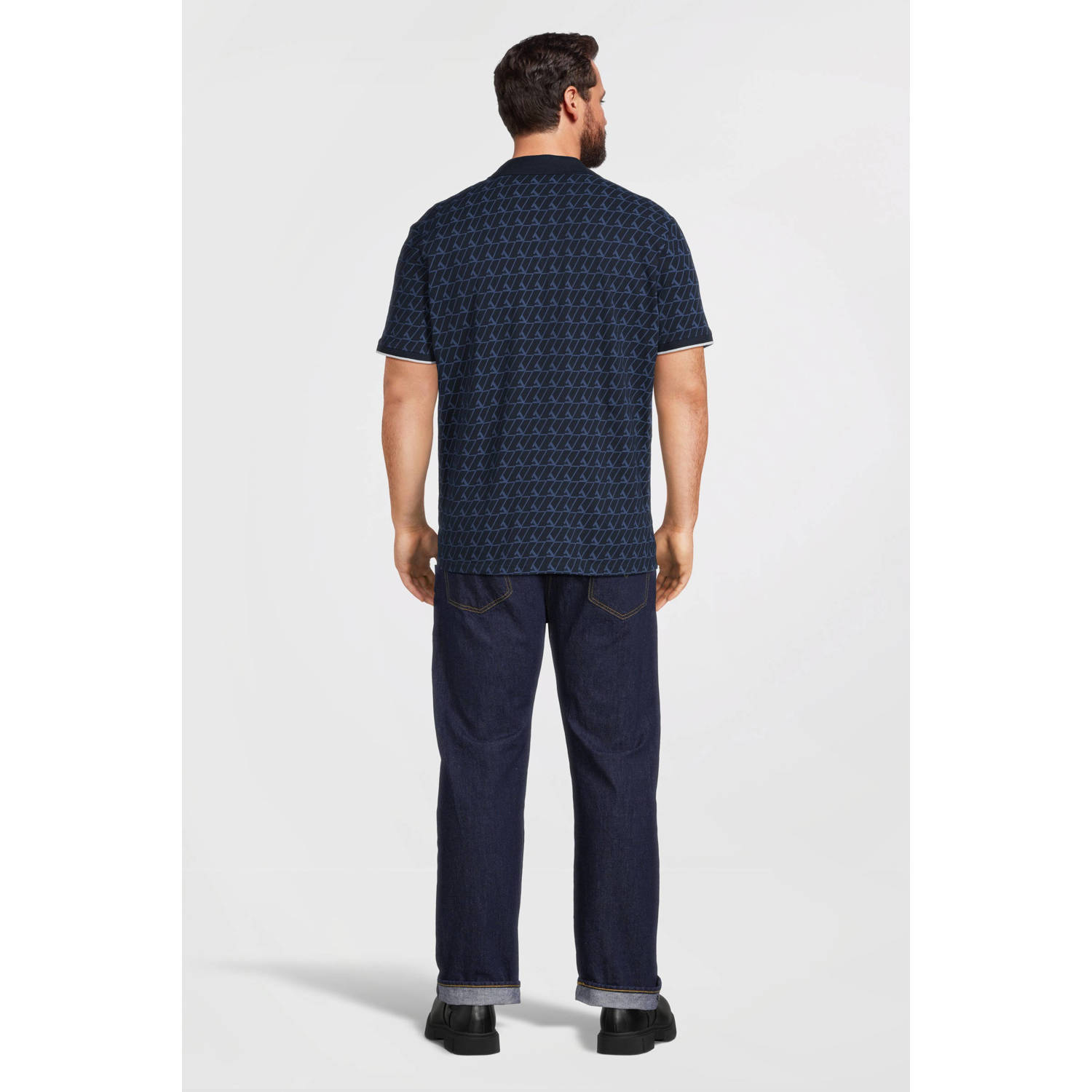 JACK & JONES PLUS SIZE polo JCOSUMMER Plus Size met all over print navy blazer