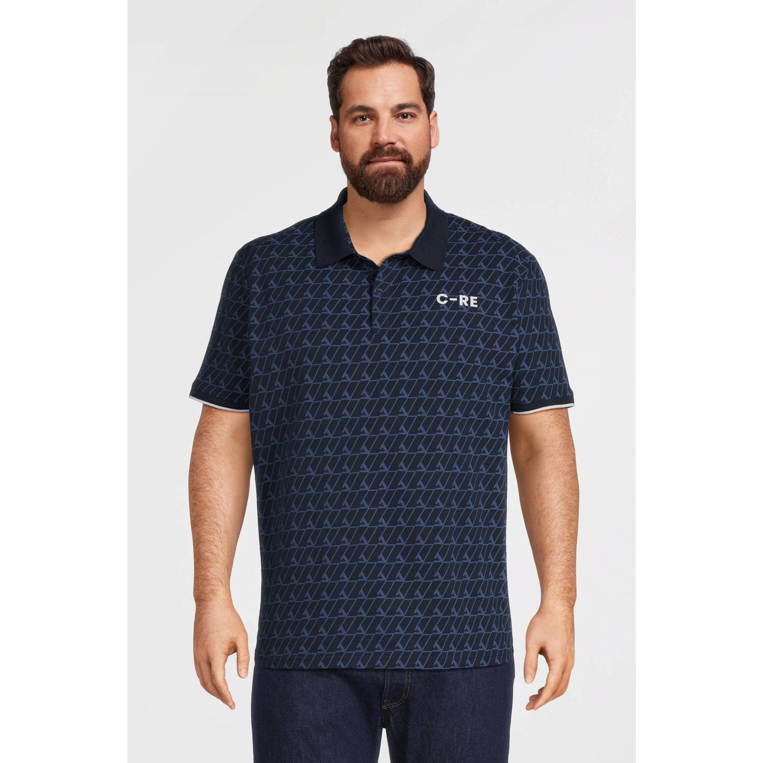 JACK & JONES PLUS SIZE polo JCOSUMMER Plus Size met all over print navy blazer