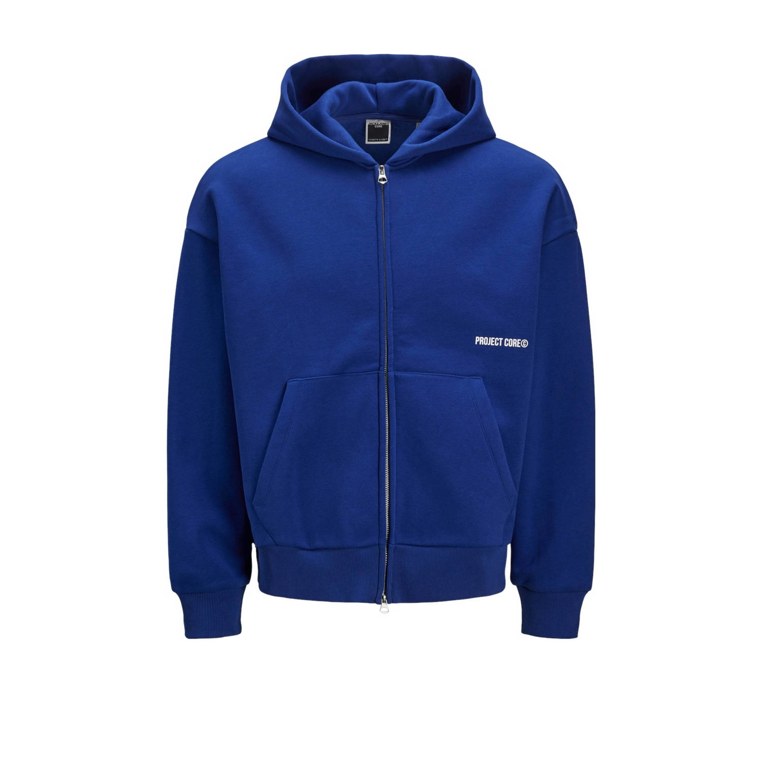 JACK & JONES CORE sweatvest JCOOPUS met printopdruk blauw