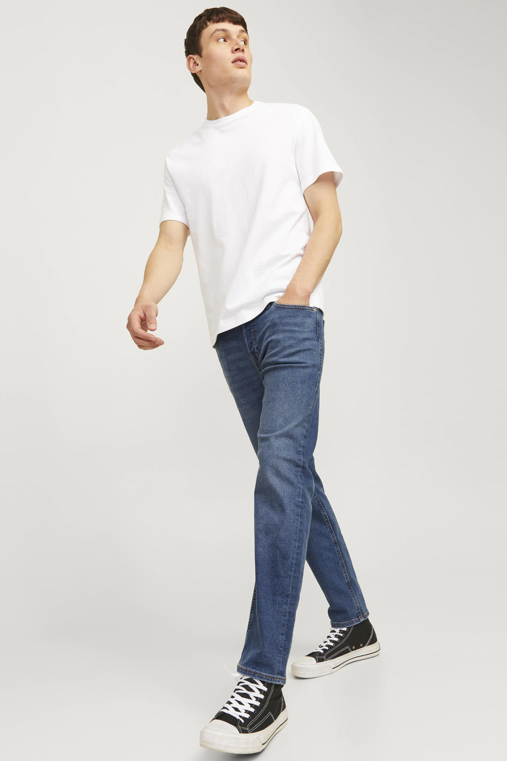 JACK & JONES JEANS INTELLIGENCE tapered fit jeans JJIMIKE blue denim