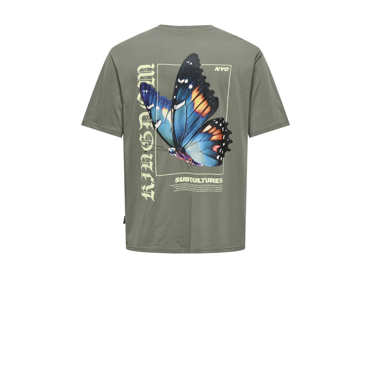 ONLY & SONS T-shirt ONSKEANE met backprint groen