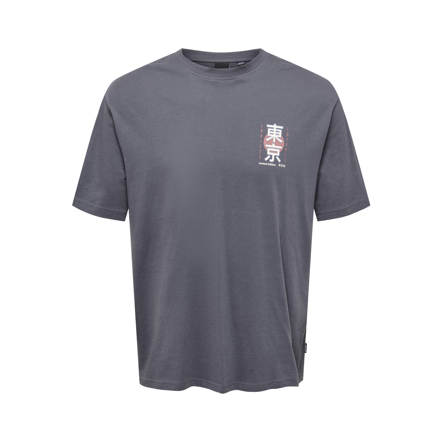 ONLY & SONS T-shirt ONSKEANE met backprint grijs