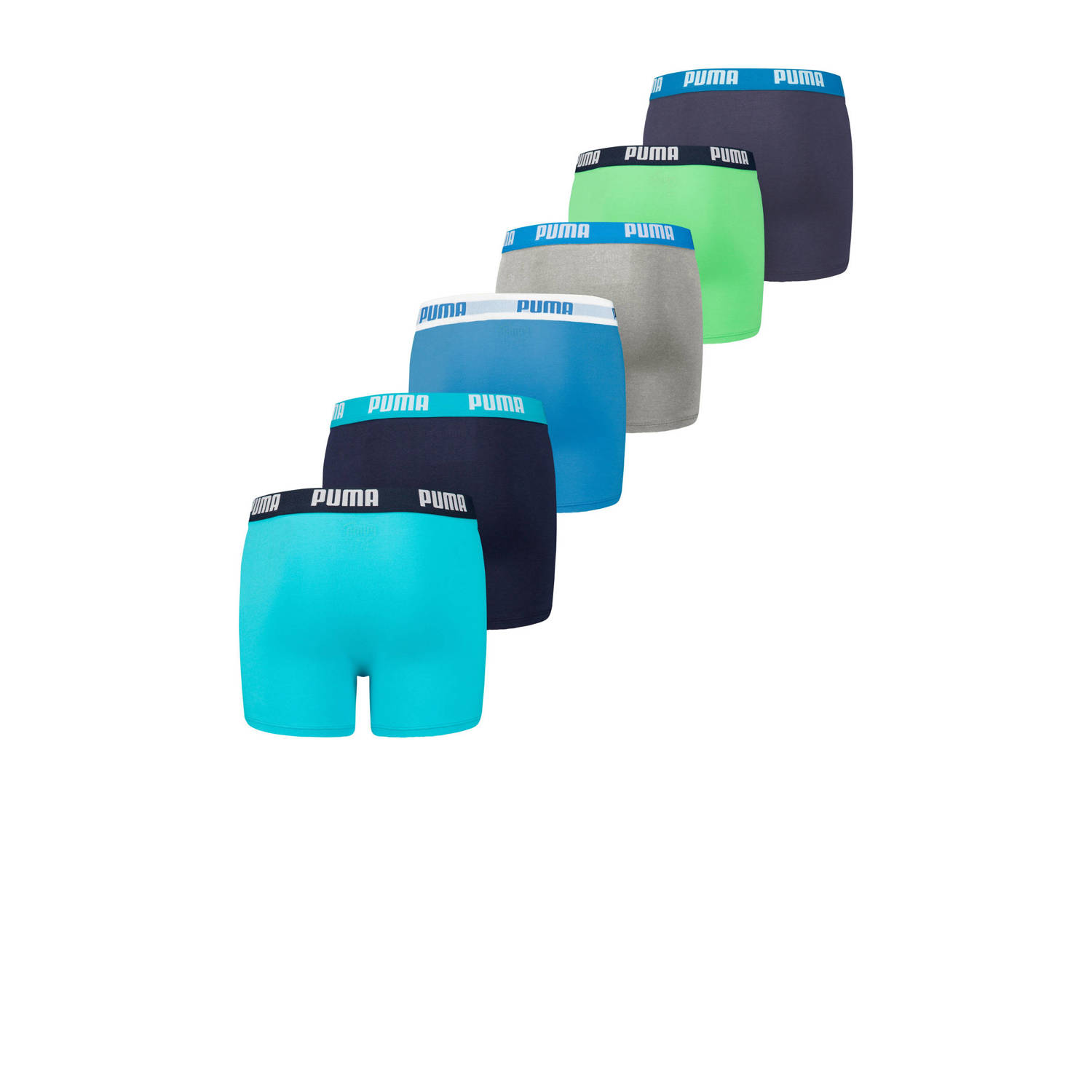 Puma boxershort set van 6 blauw multicolor