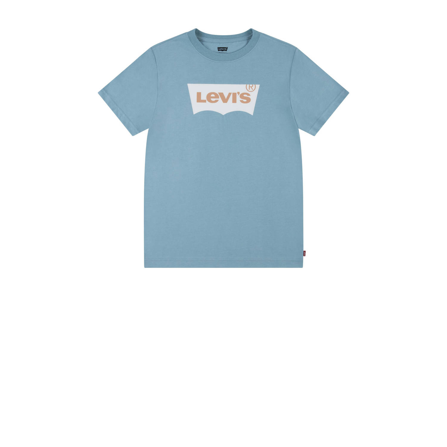 Levis Levi's Kids T-shirt Batwing met logo stillwater Blauw Jongens Katoen Ronde hals 116