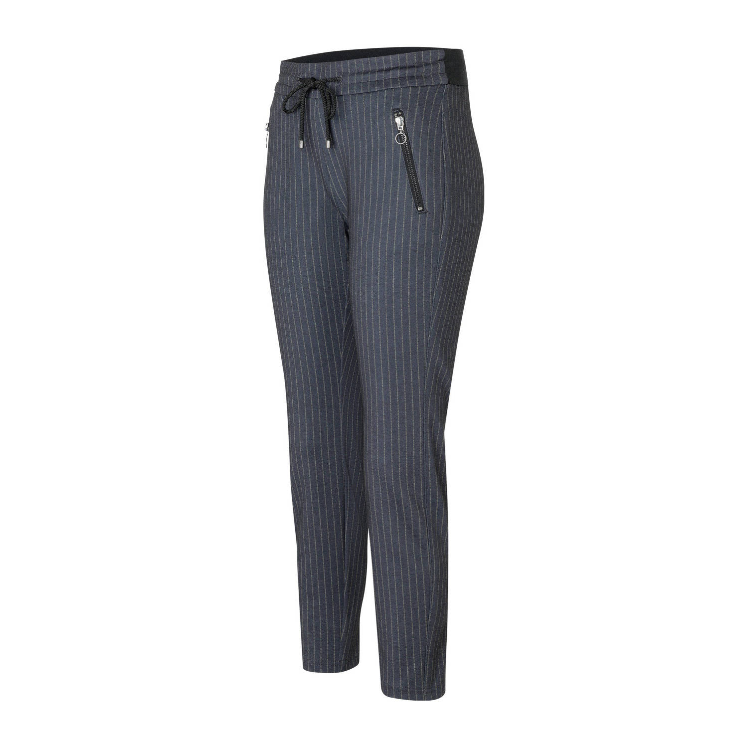 MAC tapered fit broek Easy met krijtstreep marine