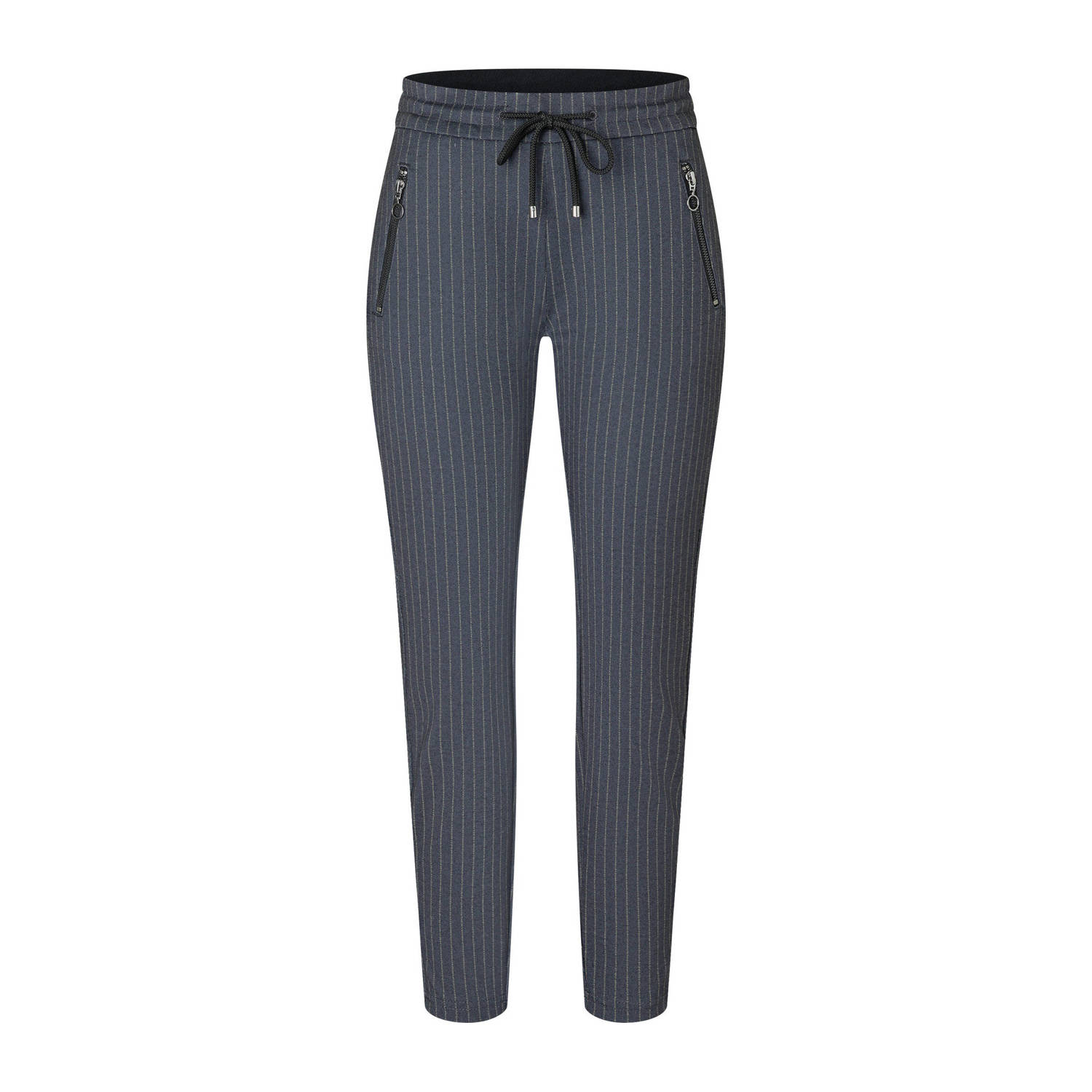 MAC tapered fit broek Easy met krijtstreep marine