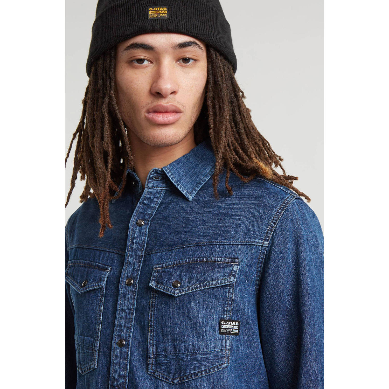 G-STAR slim fit overhemd Dakota dark blue denim