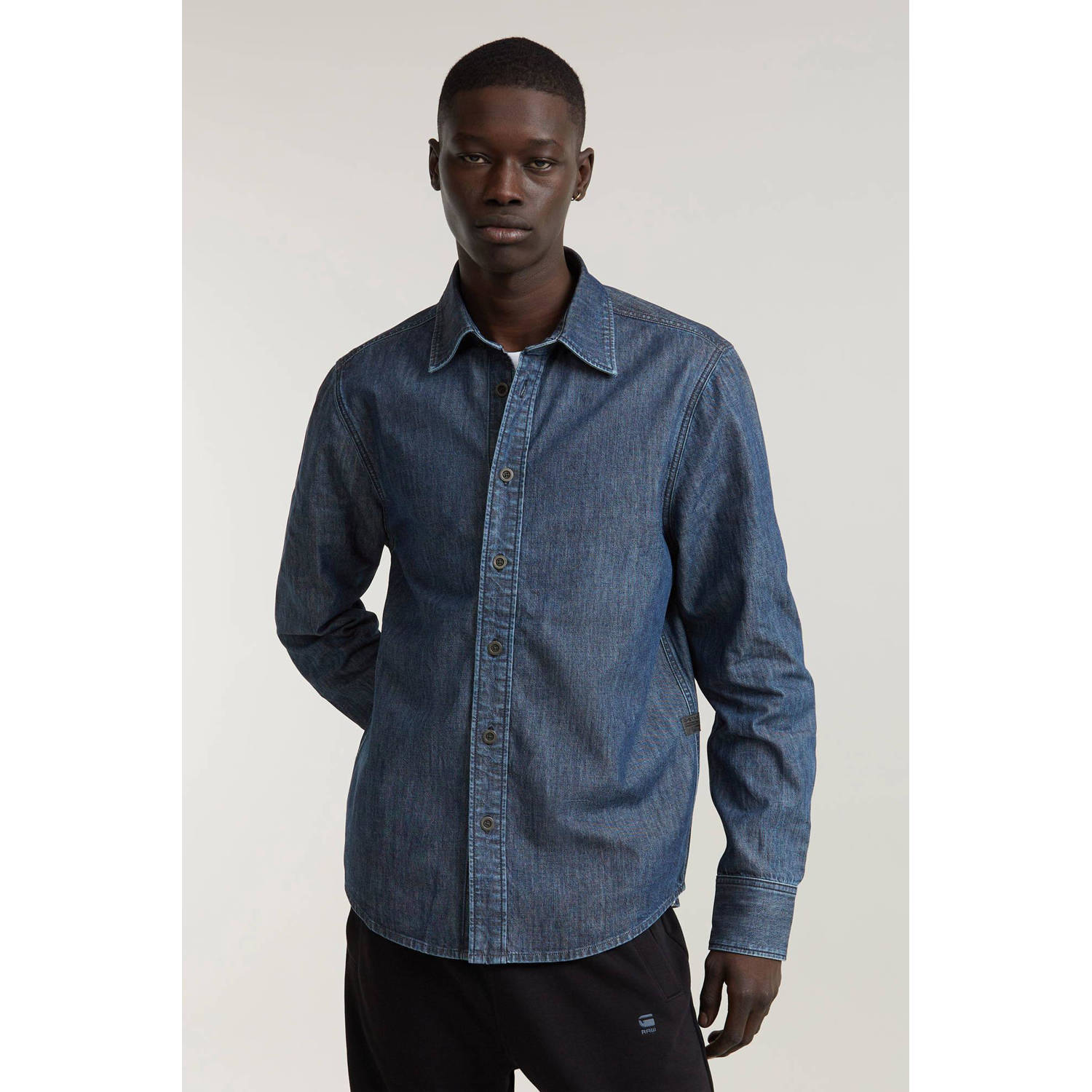 G-Star RAW Regular Denim Shirt Donkerblauw Heren