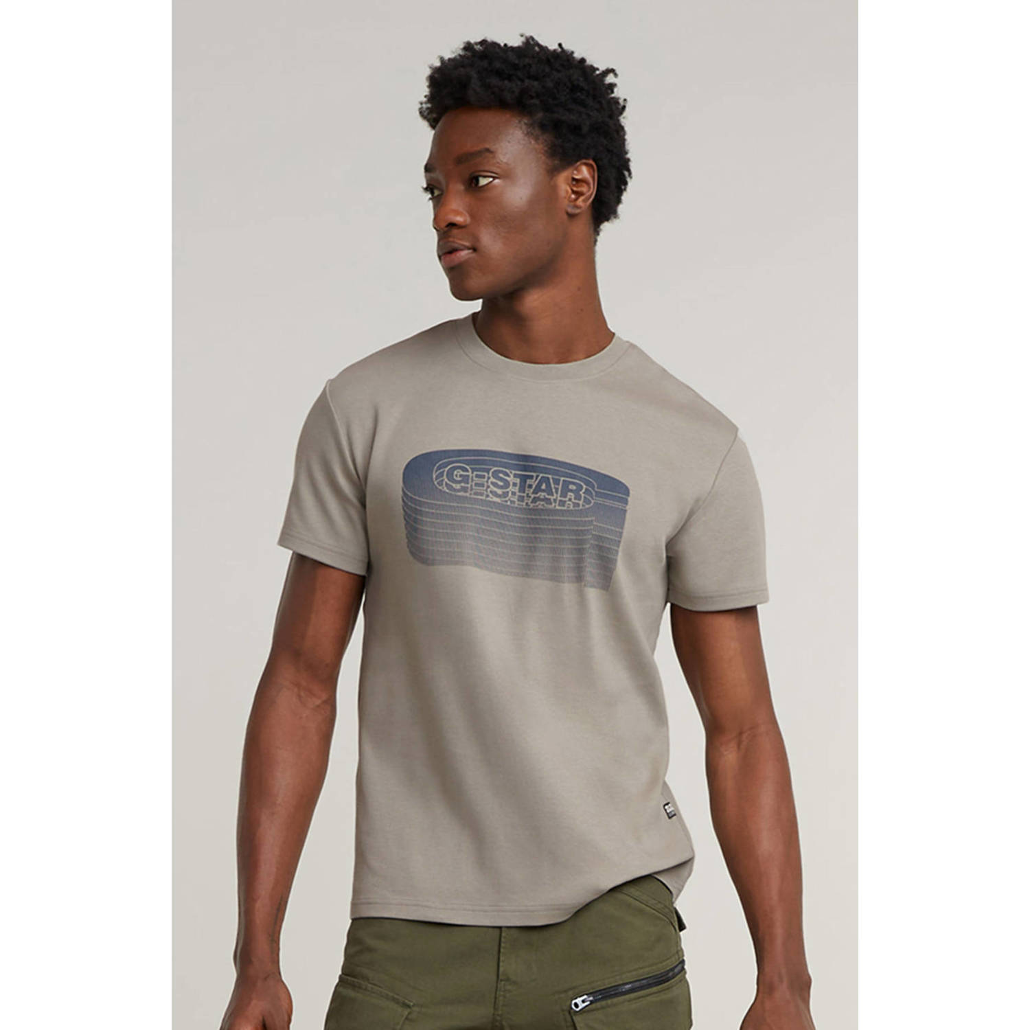 G-STAR T-shirt met printopdruk grijsblauw