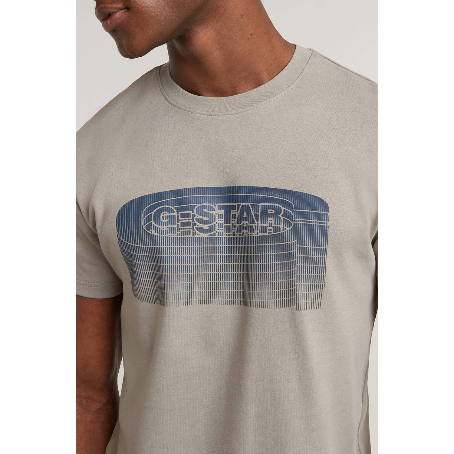 G-STAR T-shirt met printopdruk grijsblauw