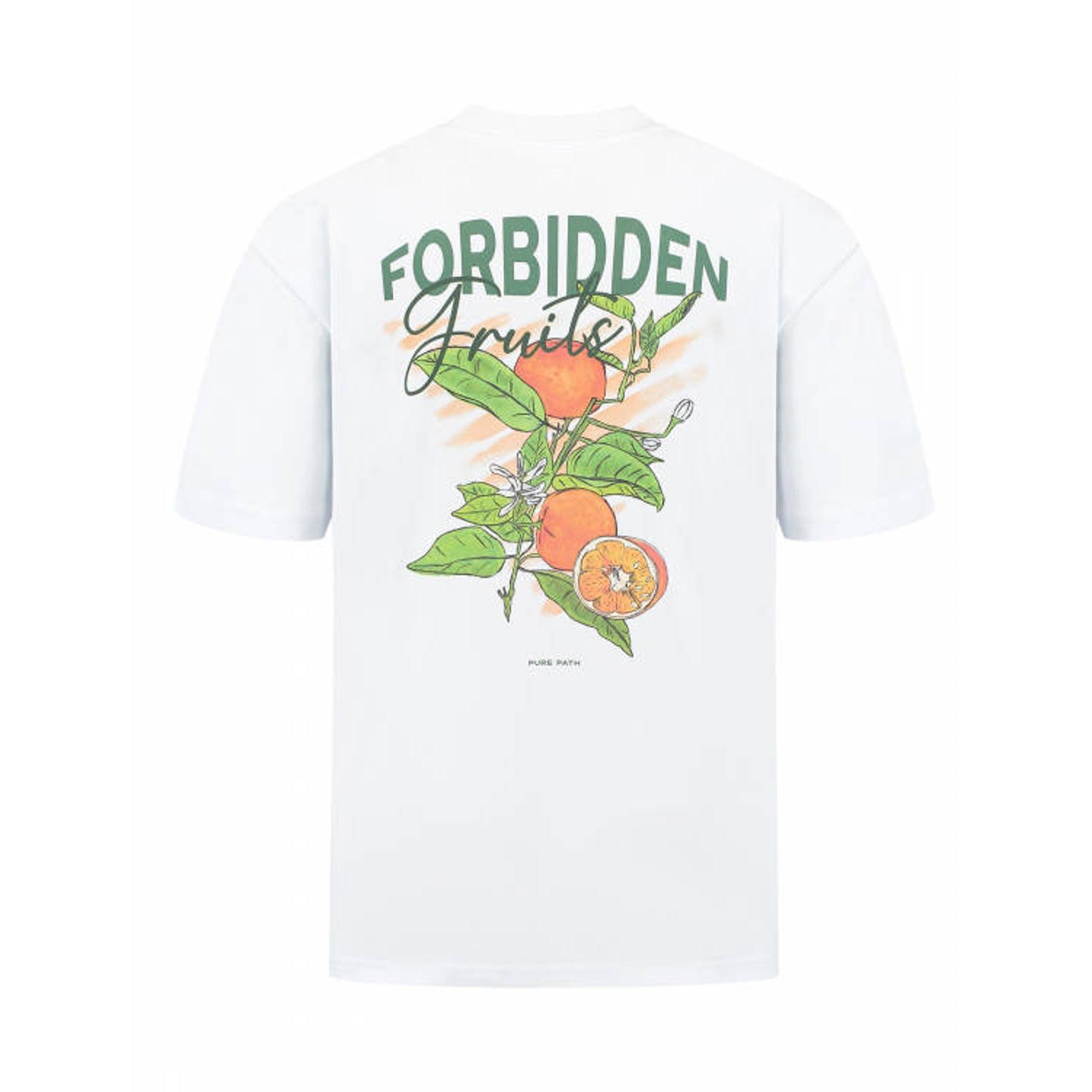 Pure Path T-shirt Forbidden Fruits met backprint wit
