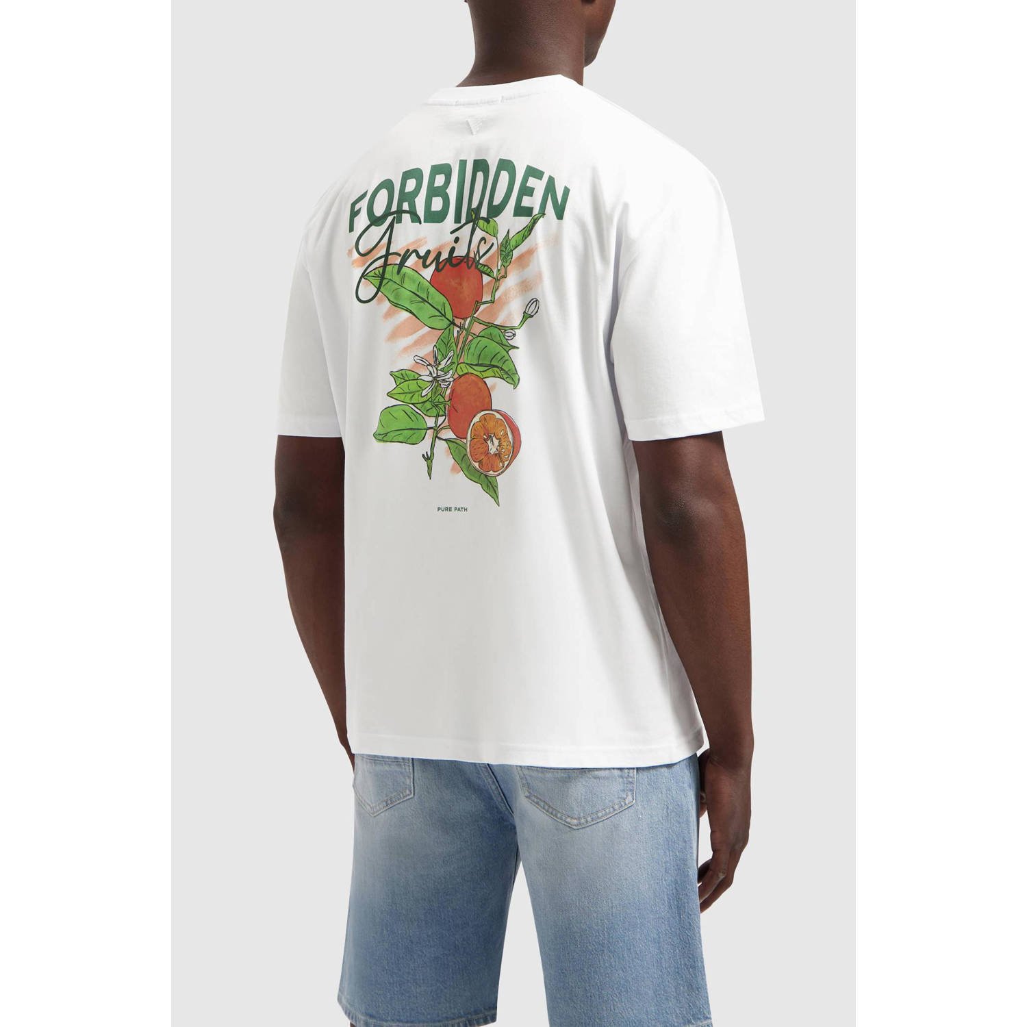 Pure Path T-shirt Forbidden Fruits met backprint wit