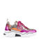 DWRS chunky leren sneakers grijs/fuchsia