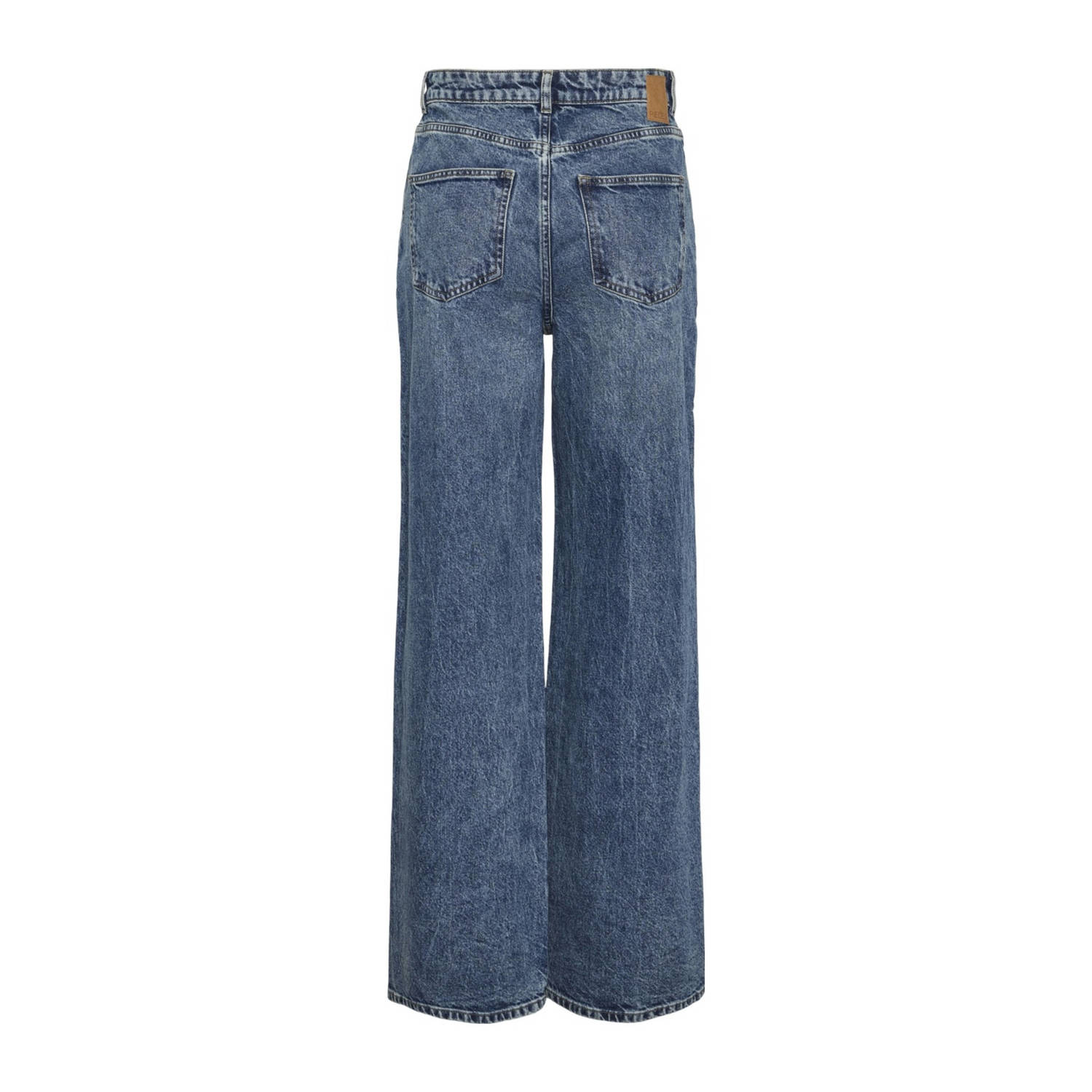 PIECES high waist wide leg jeans medium blue denim