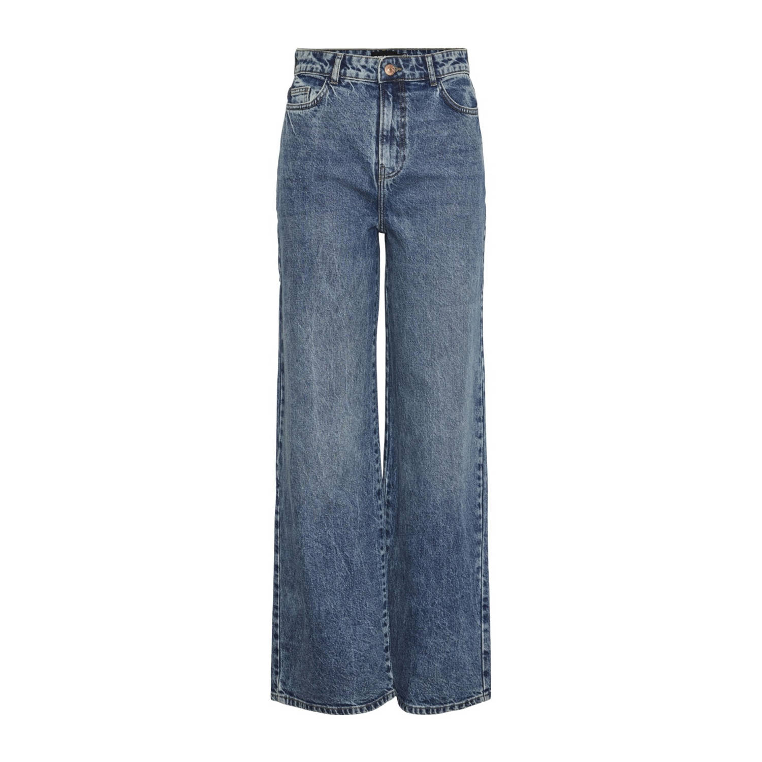 PIECES high waist wide leg jeans medium blue denim
