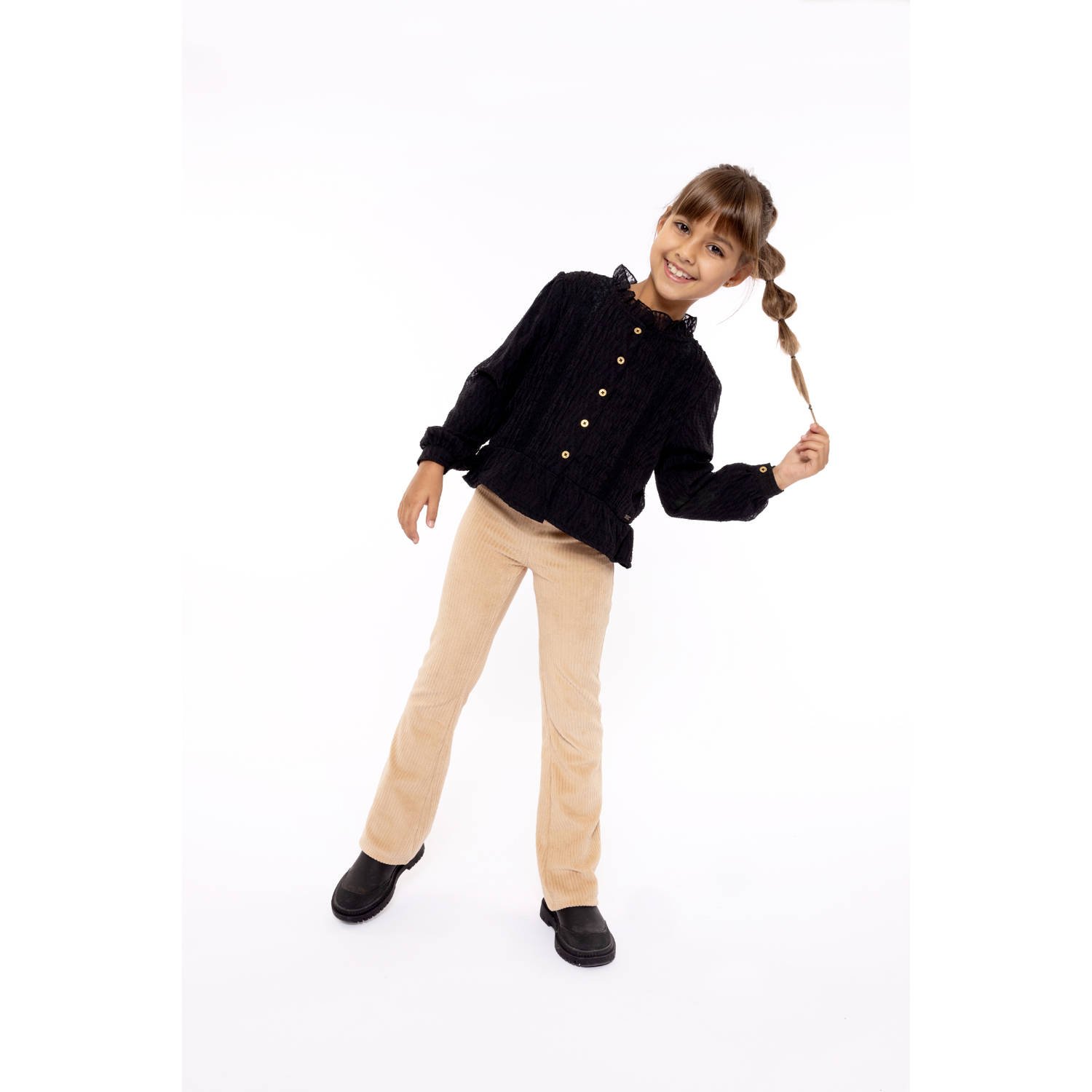 No Way Monday high waist flared broek zand