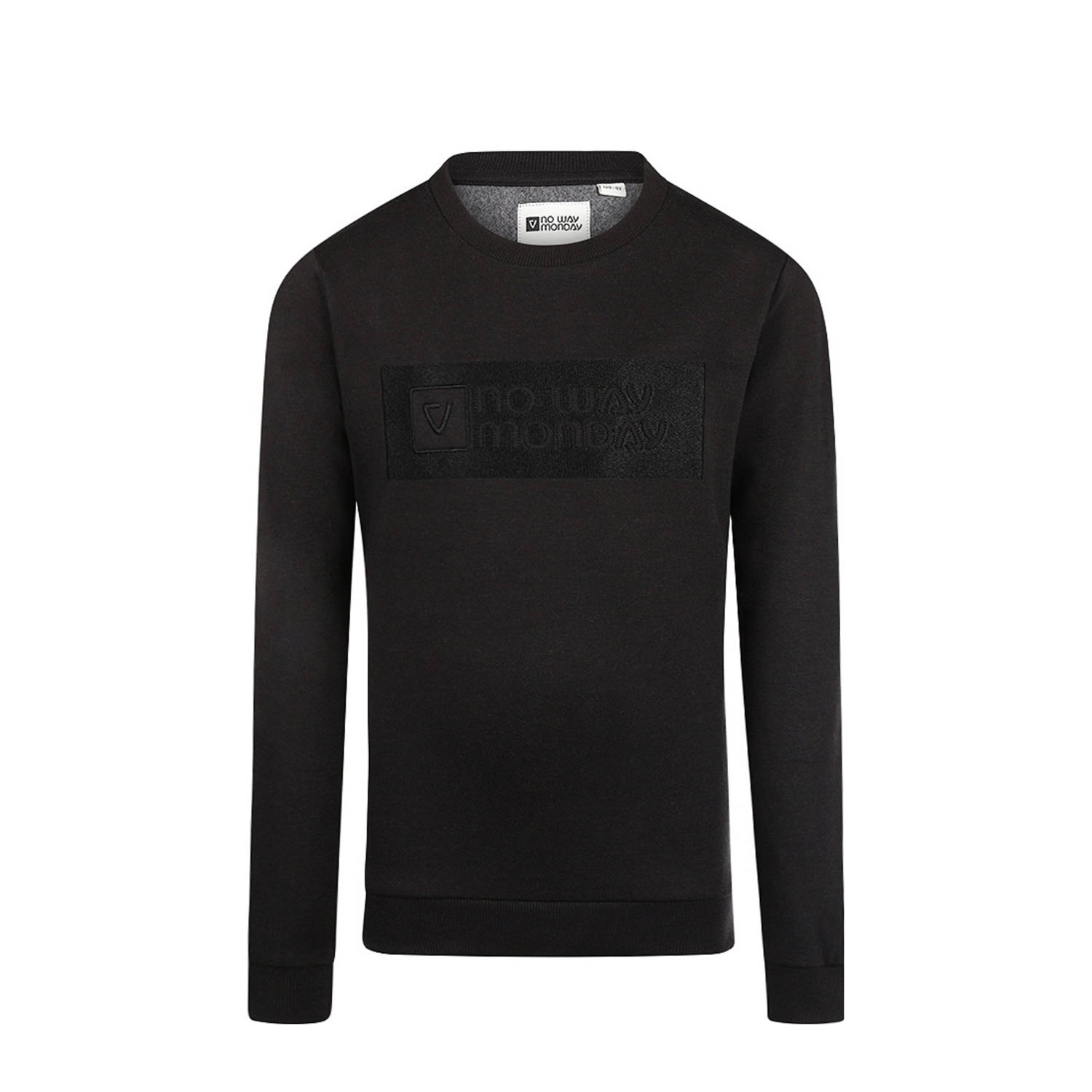 No Way Monday sweater met logo zwart
