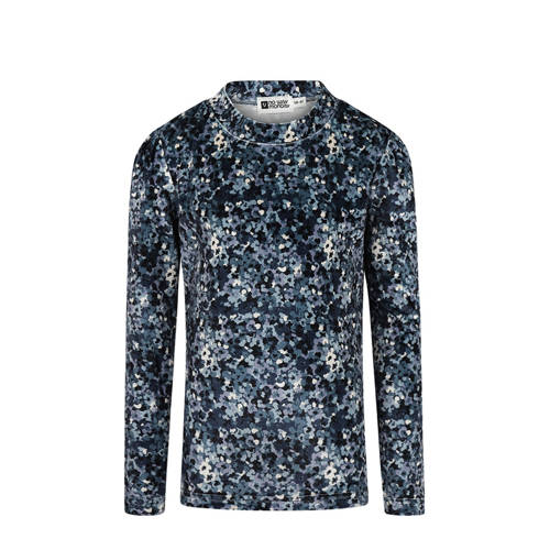 No Way Monday longsleeve met all over print blauw/donkerblauw/ecru afbeelding