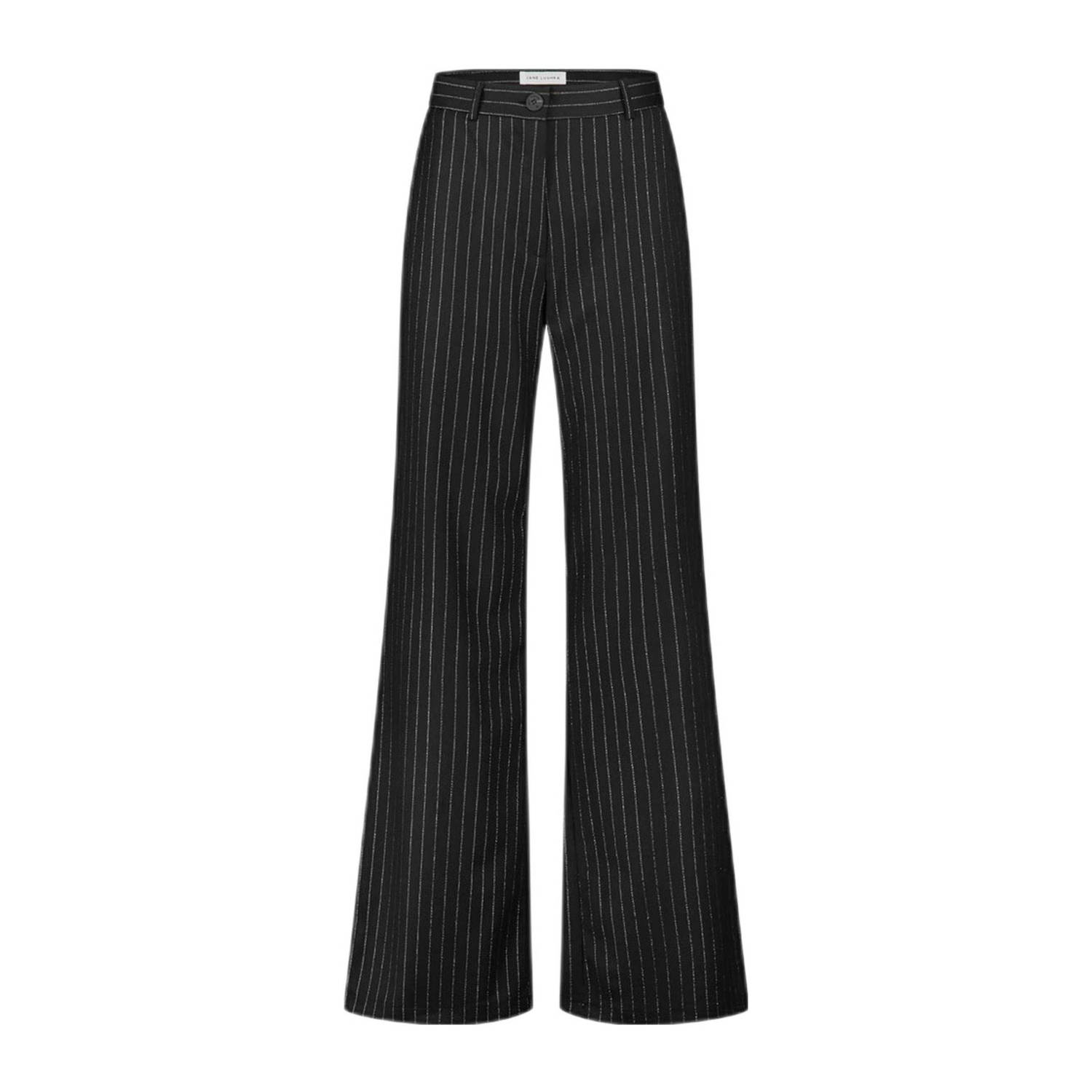 Jane Lushka wide leg broek Yvette met krijtstreep zwart
