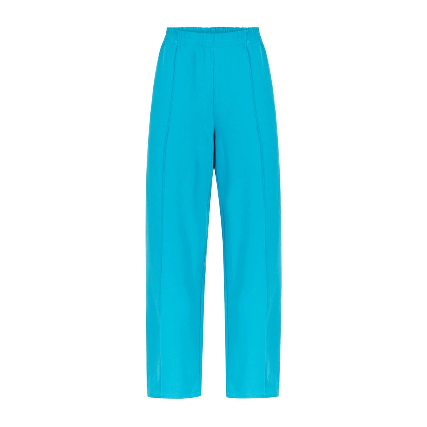 Shoeby high waist wide leg broek met zijstreep blauw