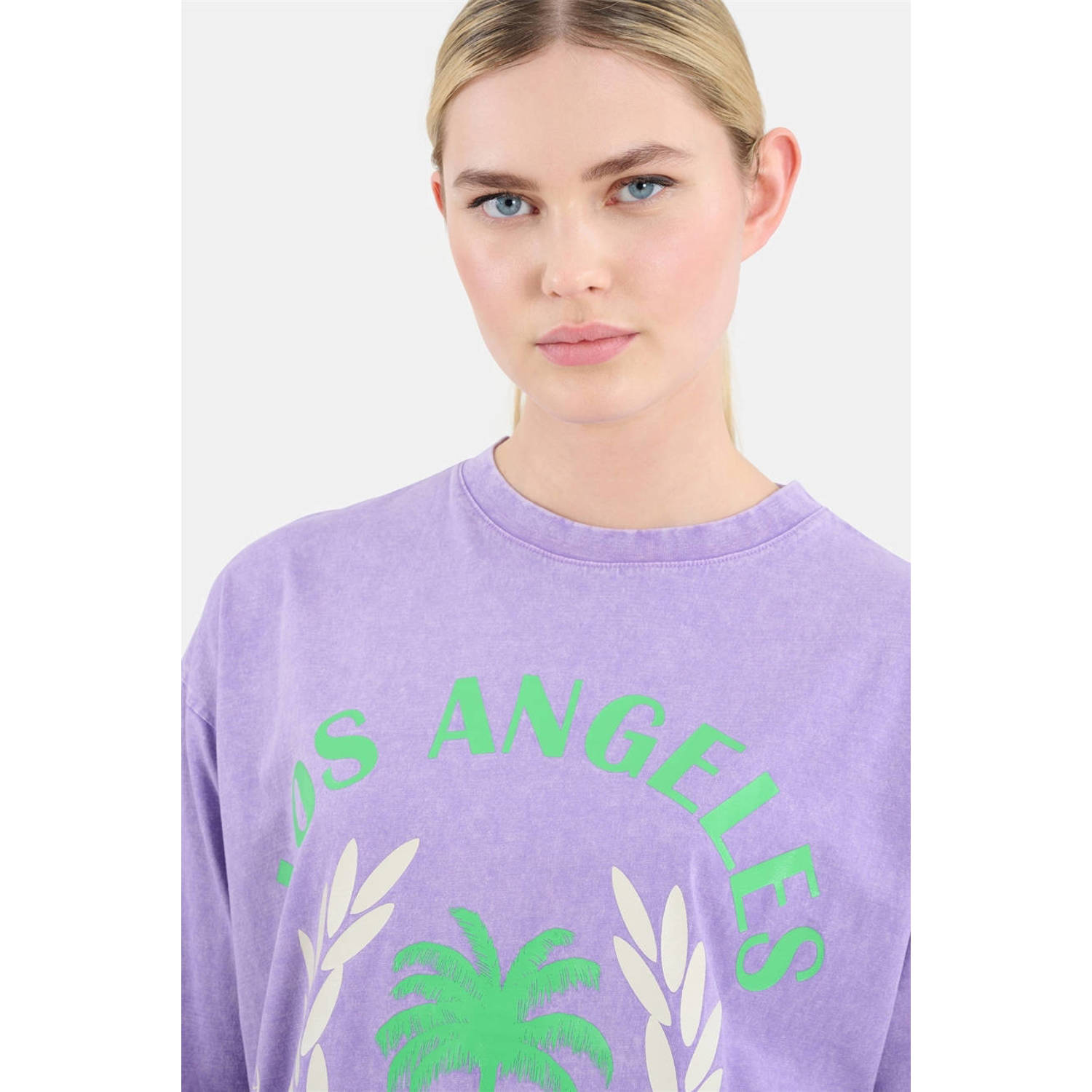 Shoeby T-shirtjurk met printopdruk paars groen