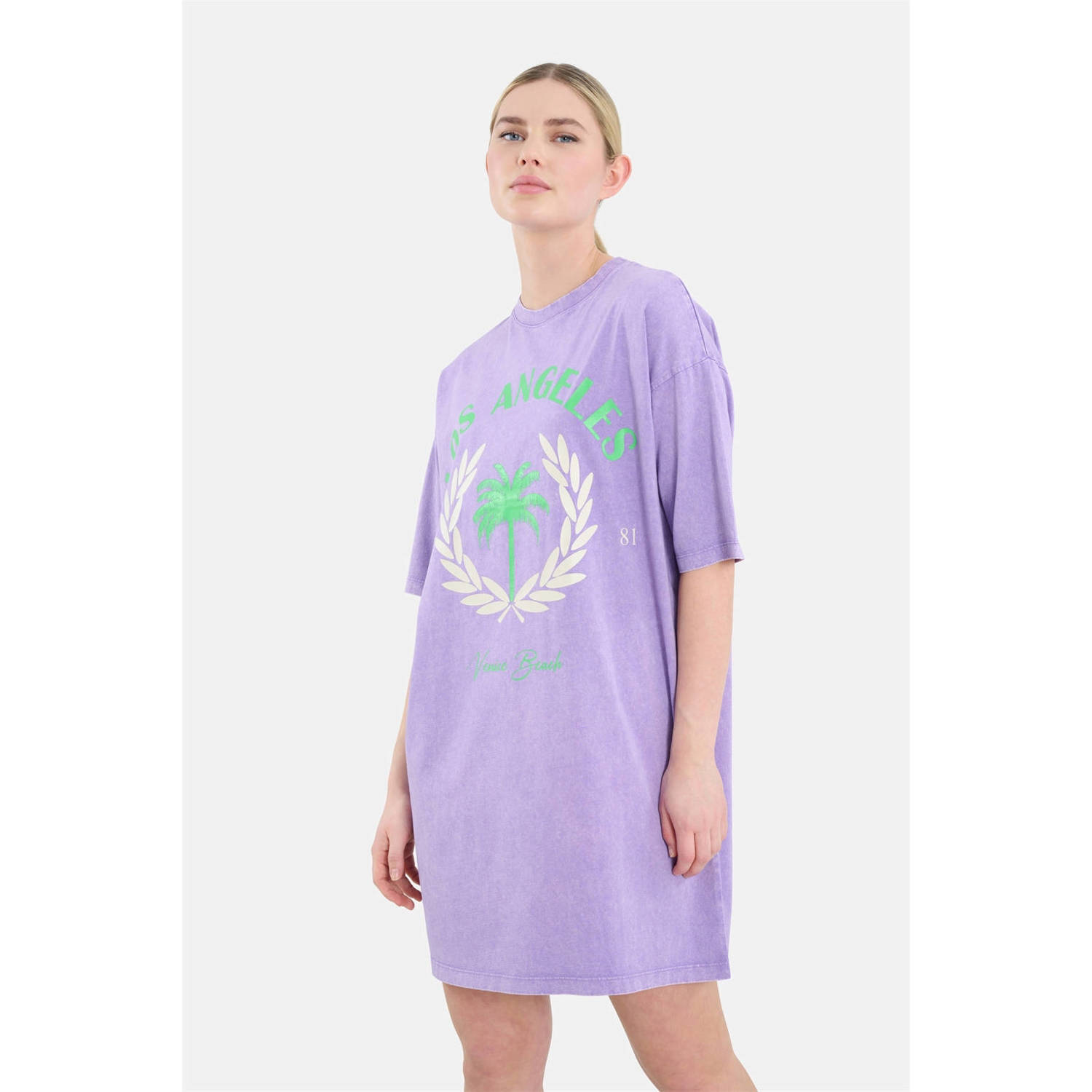 Shoeby T-shirtjurk met printopdruk paars groen