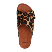 thumbnail: Manfield leren slippers met panterprint beige