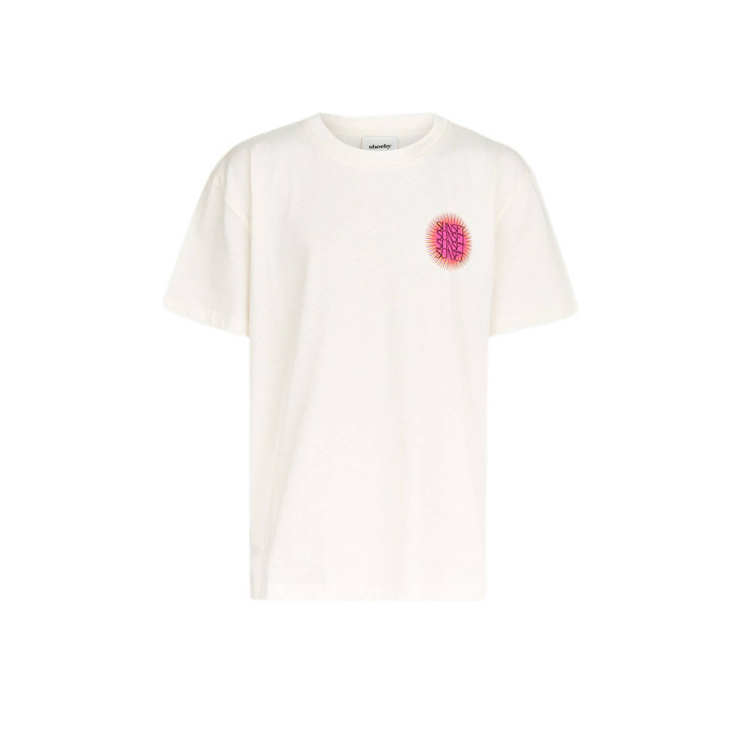 Shoeby T-shirt met printopdruk ecru Wit Meisjes Katoen Ronde hals Printopdruk 134 140