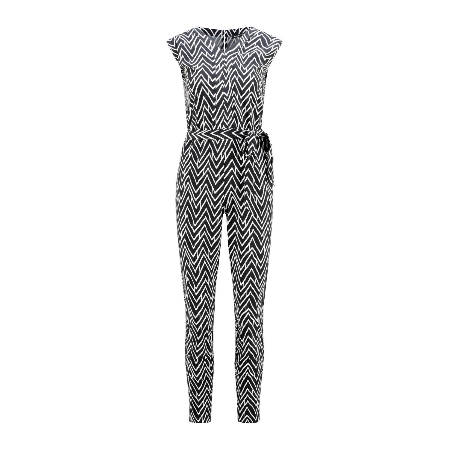 Expresso jumpsuit EX23-31008 met grafische print zwart wit