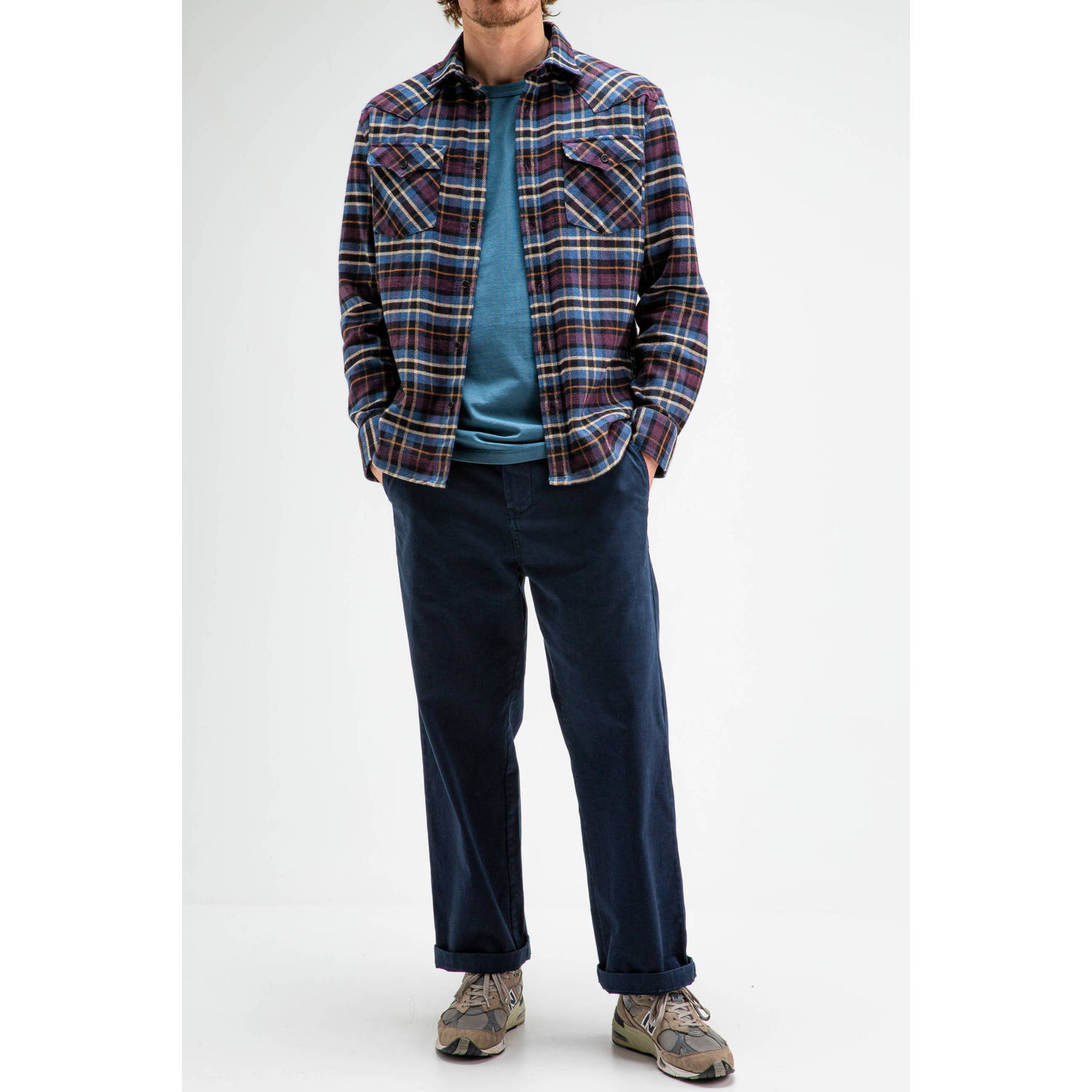 Butcher of Blue geruit flanellen overhemd Lanton Western pascha purple