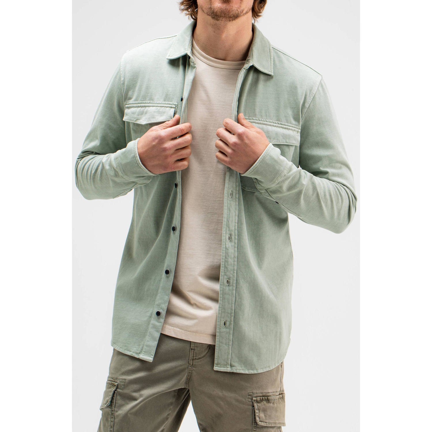 BUTCHER OF BLUE Heren Overshirts Finn Pocket Jersey Shirt Groen